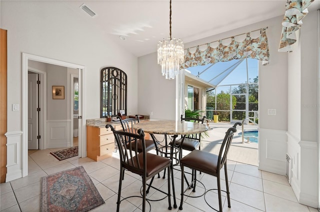 dining room with light tile patterned floors