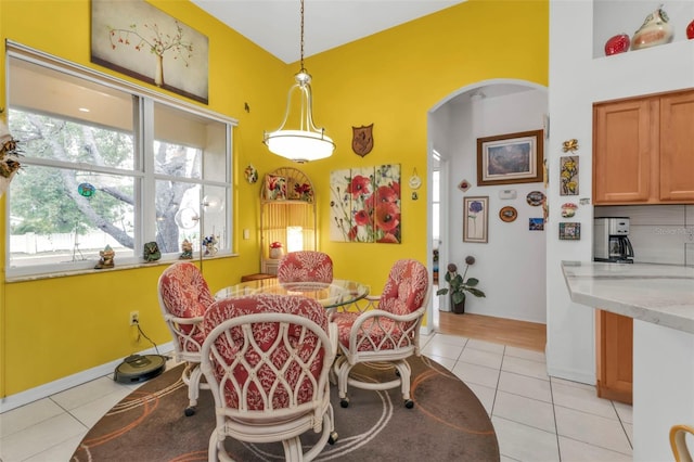 view of tiled dining space