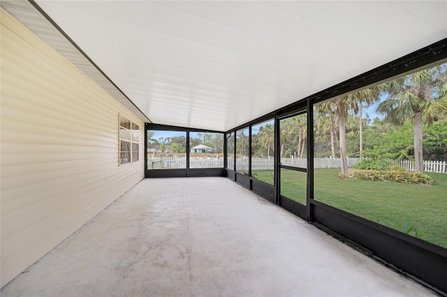 view of unfurnished sunroom