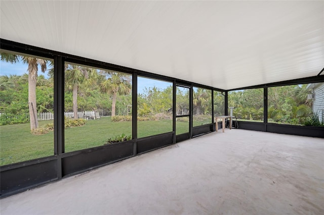 view of unfurnished sunroom