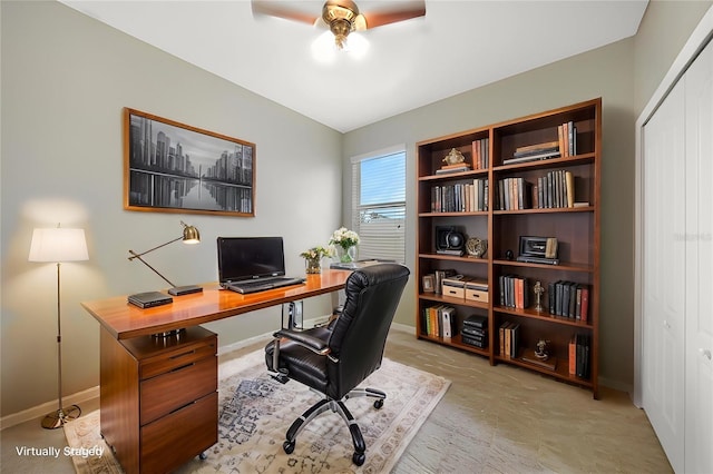 office featuring ceiling fan