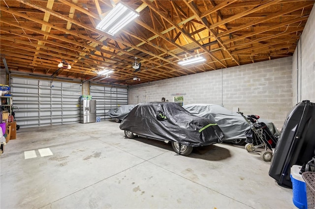 garage featuring water heater