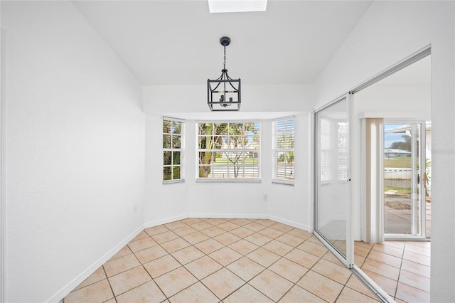 interior space with a chandelier