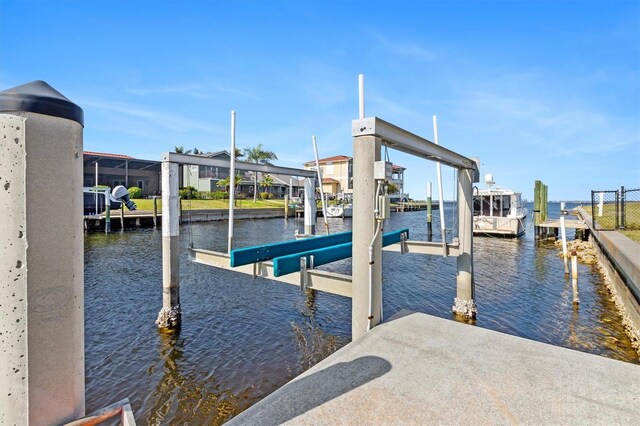 view of dock featuring a water view