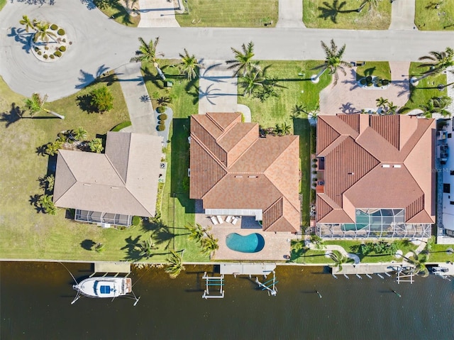 bird's eye view featuring a water view