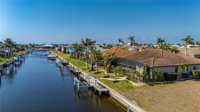 property view of water featuring a dock