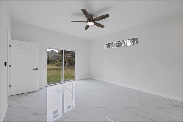 spare room featuring ceiling fan