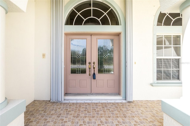 property entrance with french doors