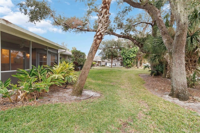 view of yard with a sunroom