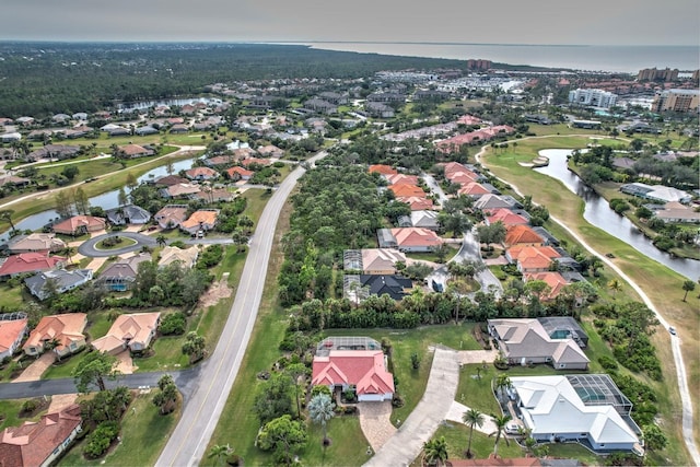 bird's eye view featuring a water view