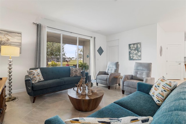 view of tiled living room