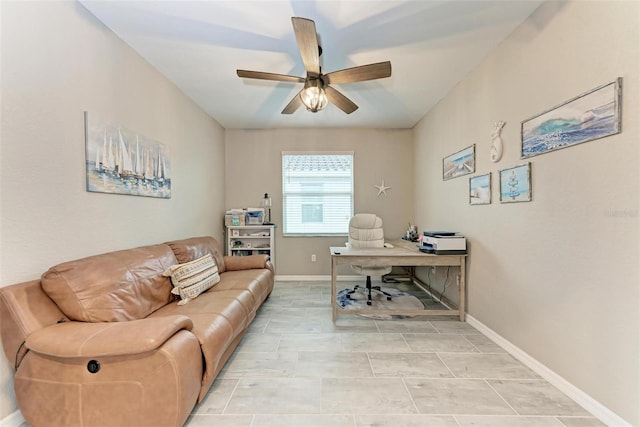 office area featuring ceiling fan