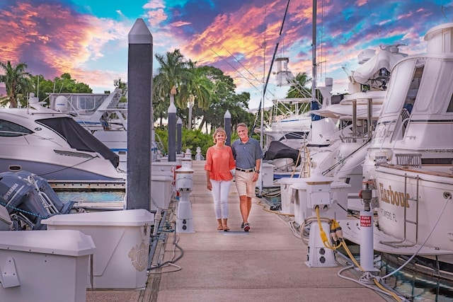 view of home's community featuring a boat dock