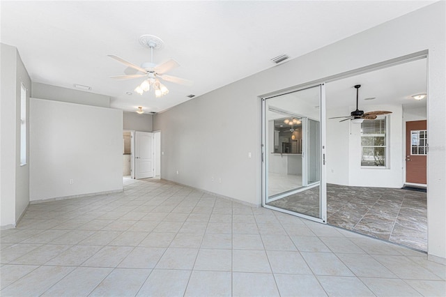 spare room featuring ceiling fan