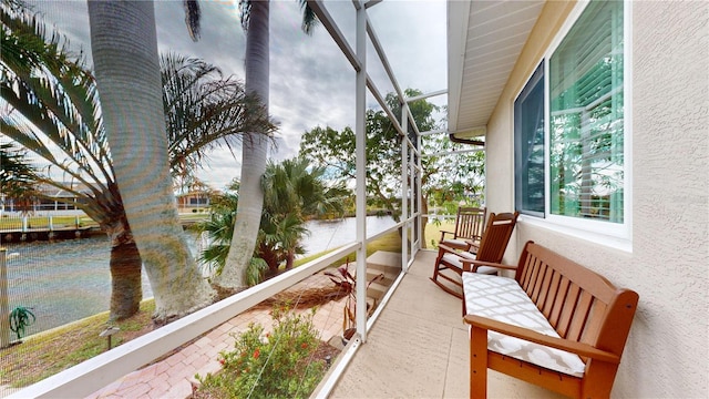 balcony with a water view