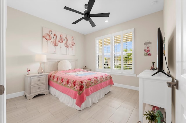 bedroom featuring ceiling fan