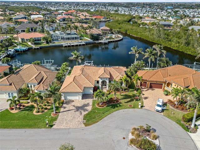 bird's eye view featuring a water view