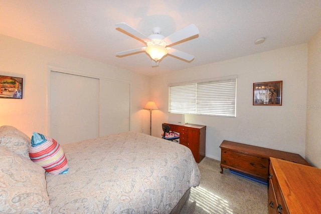 bedroom with a closet and ceiling fan