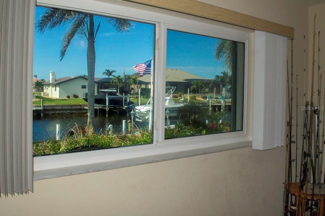 entryway featuring a water view