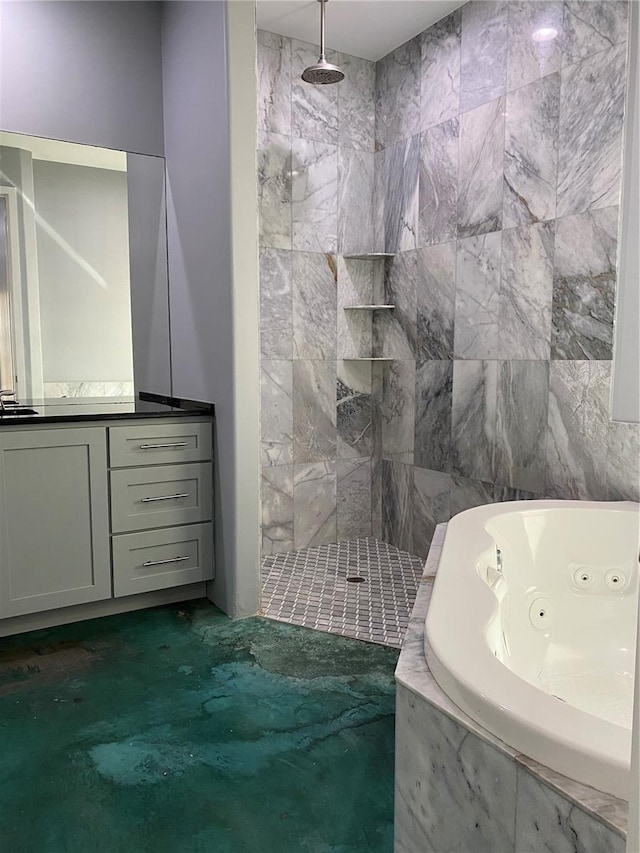 bathroom with independent shower and bath