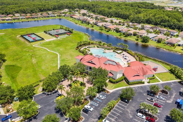 bird's eye view featuring a water view