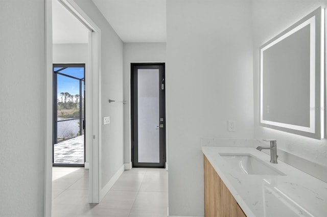 bathroom featuring vanity and tile patterned floors