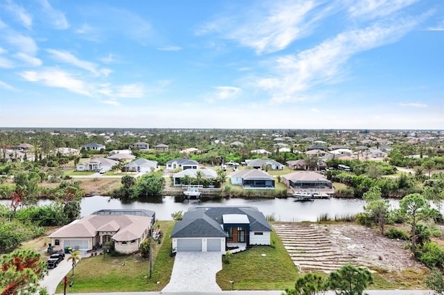 bird's eye view featuring a water view