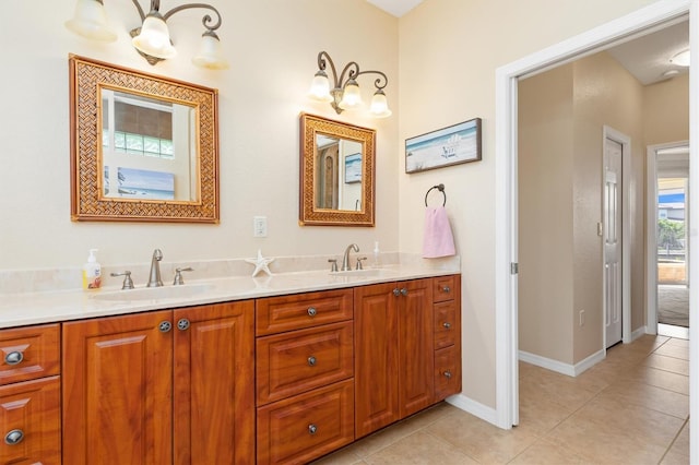 bathroom featuring tile patterned floors and vanity