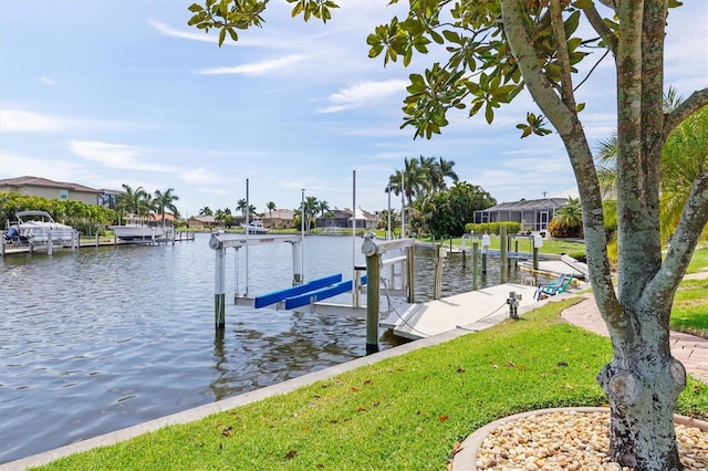 view of dock featuring a water view