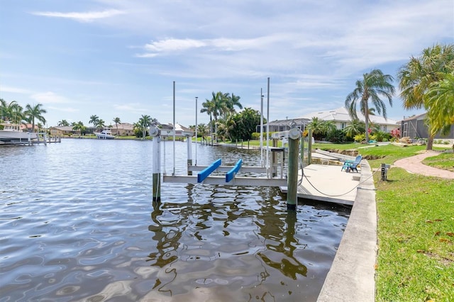 view of dock featuring a water view