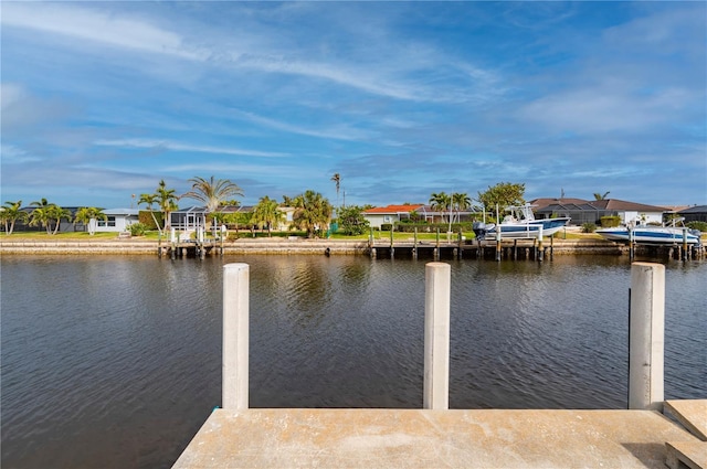 dock area featuring a water view