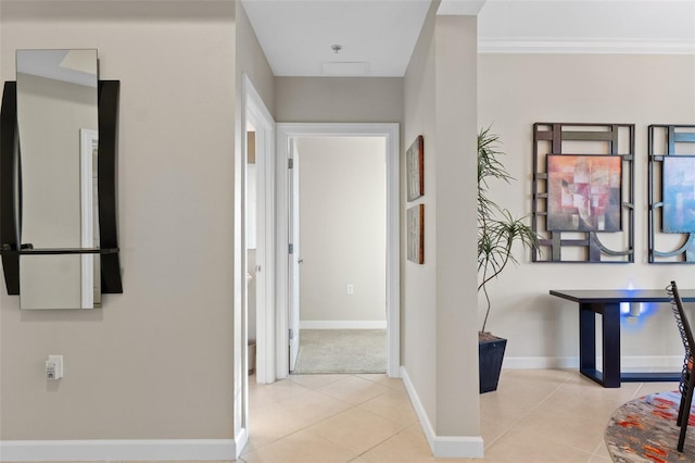 hallway with light tile patterned flooring