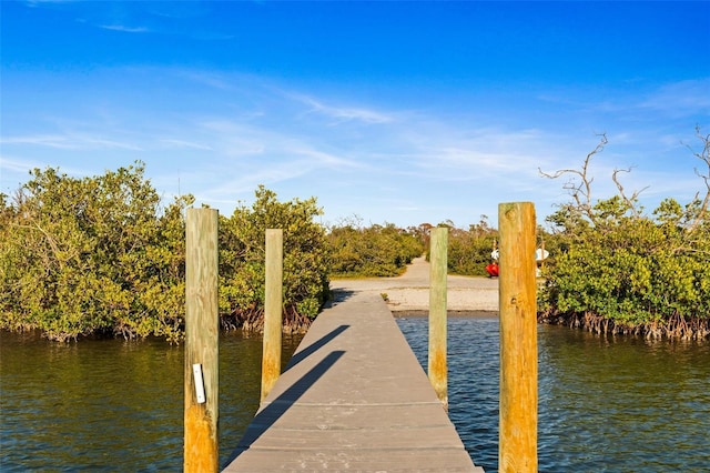 view of dock featuring a water view