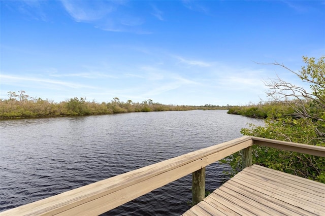 view of dock featuring a water view