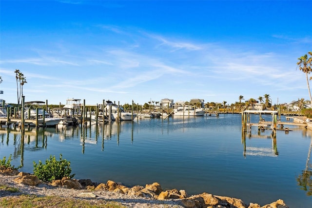 view of water feature featuring a dock