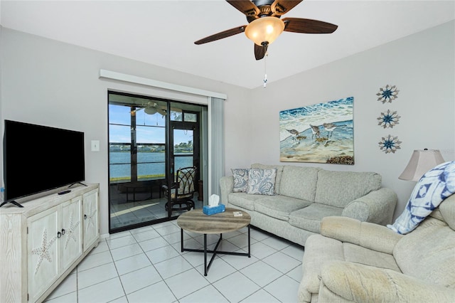 view of tiled living room