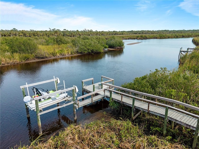 dock area featuring a water view