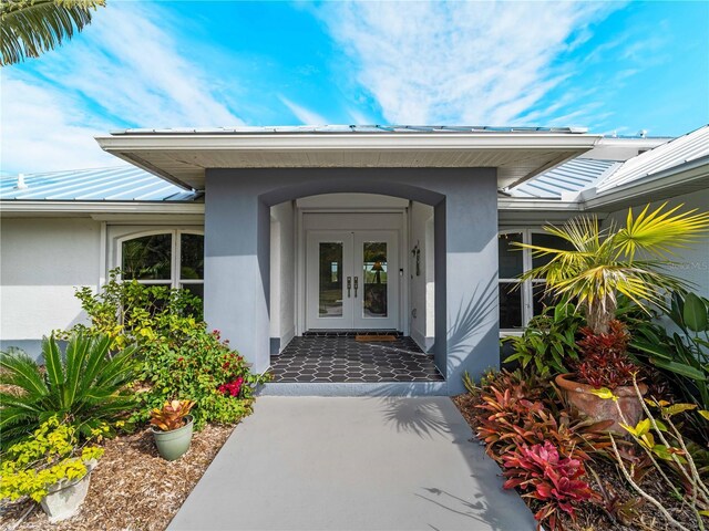 view of exterior entry with french doors