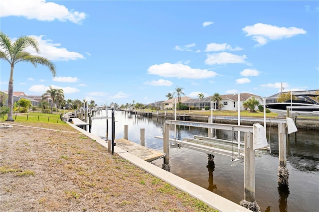 view of dock featuring a water view