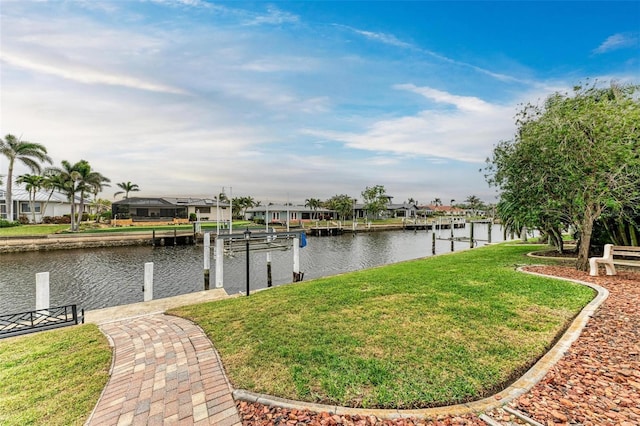 water view with a boat dock