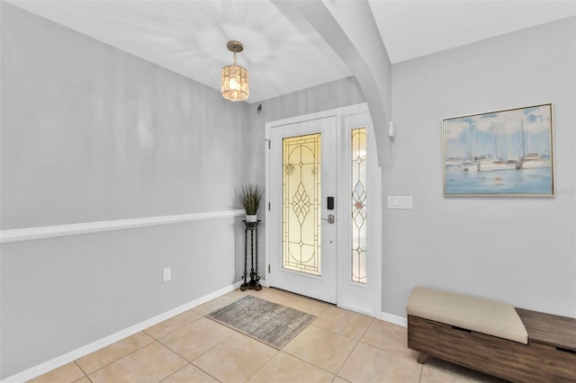 entrance foyer with light tile patterned flooring