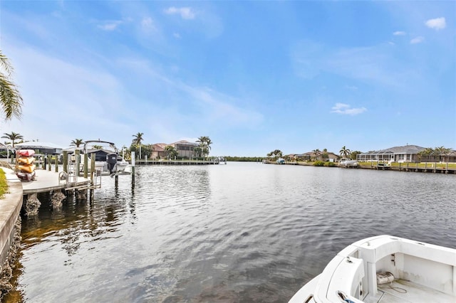 view of dock featuring a water view