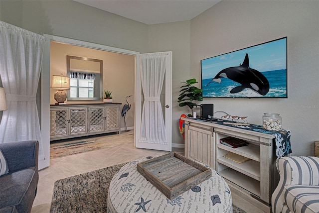 view of tiled living room