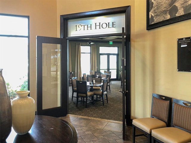 dining room featuring french doors