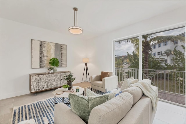 view of tiled living room