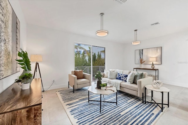 view of tiled living room