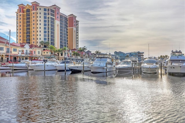 property view of water featuring a dock