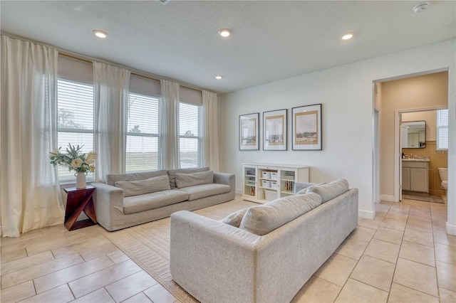 view of tiled living room