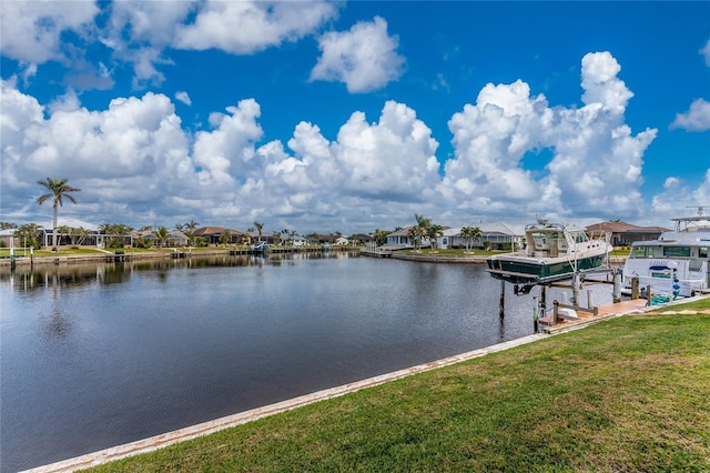 view of water feature featuring a dock