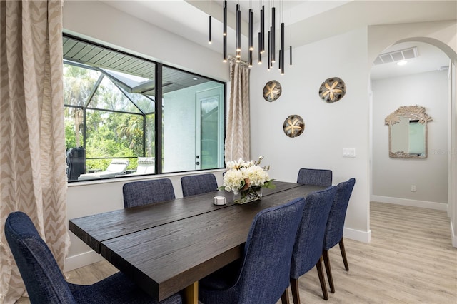 dining area featuring light hardwood / wood-style floors